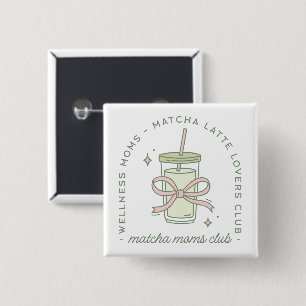 Matcha mom latte wellness aesthetic 2 inch square button