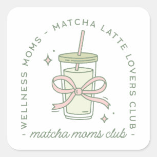 Matcha moms club wellness aesthetic square sticker