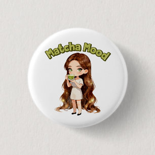 Matcha Mood Aesthetic Design Cute Green Tea Vibes 1 Inch Round Button