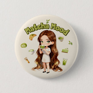 Matcha Mood Aesthetic Design Cute Green Tea Vibes 2 Inch Round Button