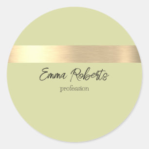 Matcha Powder Green Pink Gold Foil Rustic Faux Classic Round Sticker