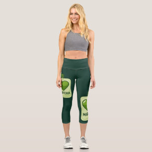 Matcha Serum Pouch with Heart Design Capri Leggings