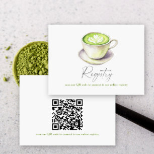 Matcha tea bridal shower QR code for registry  Enclosure Card