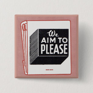 matchbook cover We Aim to Please 2 Inch Square Button