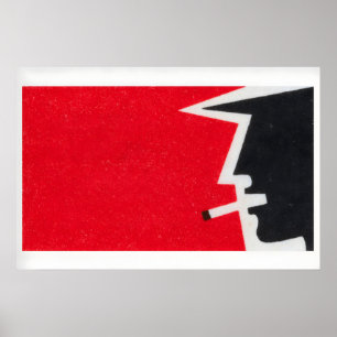 Matchbox Wall Art Vintage Man Smoking Cigarette