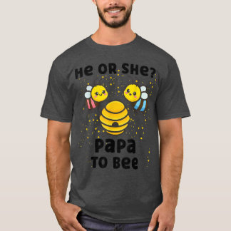 Matching Baby Gender Reveal Party He Or She Papa T T-Shirt
