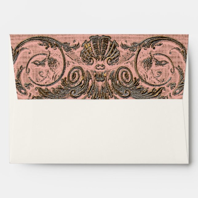 Matching Baroque Gold Lace Vintage Blush Pink Envelope (Back (Top Flap))