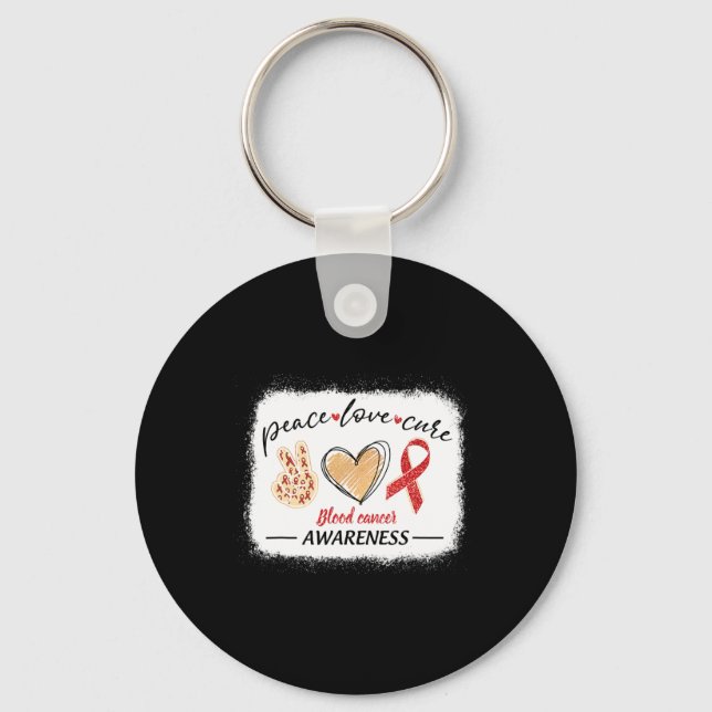 matching blood cancer awareness peace love cure bl keychain (Front)