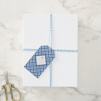 Matching blue gingham diamond gift tags