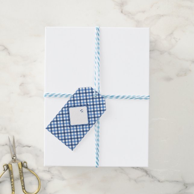 Matching blue gingham diamond gift tags (With Twine)
