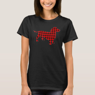 Matching Buffalo Plaid Dachshund Dog Christmas Paj T-Shirt
