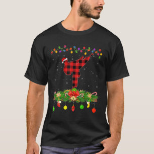 Matching Buffalo Plaid Taekwondo Player Christmas T-Shirt