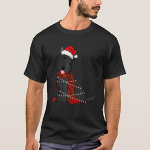 Matching Christmas Pajama Scottie Dog Lights Famil T-Shirt