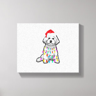 Matching Christmas Pajama T Shirt Bichon Frise Dog Canvas Print
