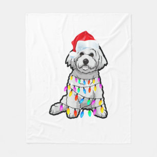 Matching Christmas Pajama T Shirt Bichon Frise Dog Fleece Blanket