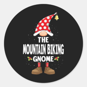 Matching Christmas Pajama The Mountain Biking Gnom Classic Round Sticker