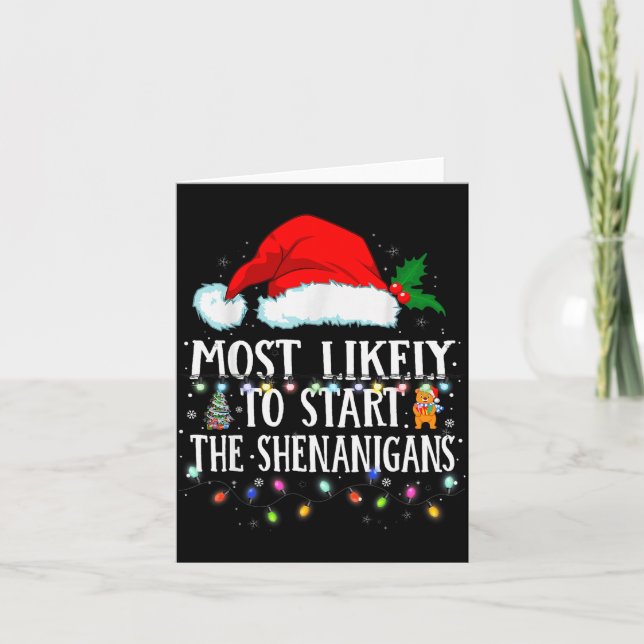 Matching Christmas Pjs Most Likely To Start The Sh Card (Front)