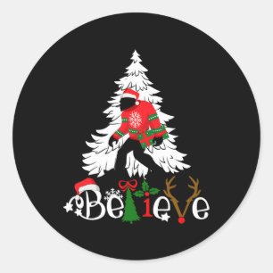 Matching Christmas Pyjamas Family Bigfoot Believe Classic Round Sticker