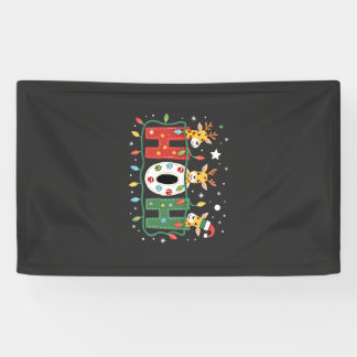 Matching Christmas Santa Hat Ho Ho Ho Giraffe Anim Banner
