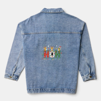 Matching Christmas Santa Hat Ho Ho Ho Giraffe Anim Denim Jacket