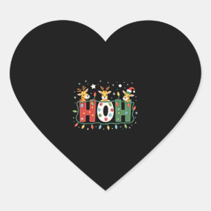 Matching Christmas Santa Hat Ho Ho Ho Giraffe Anim Heart Sticker