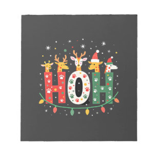 Matching Christmas Santa Hat Ho Ho Ho Giraffe Anim Notepad