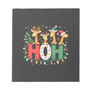 Matching Christmas Santa Hat Ho Ho Ho Giraffe Anim Notepad