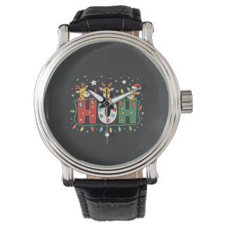 Matching Christmas Santa Hat Ho Ho Ho Giraffe Anim Watch