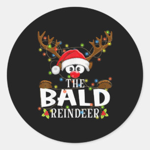 Matching Christmas The Bald Reindeer Pajama Classic Round Sticker
