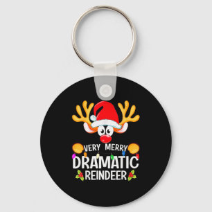 Matching Christmas Very Merry Dramatic Reindeer Keychain