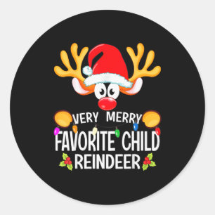 Matching Christmas Very Merry Favorite Child Reind Classic Round Sticker