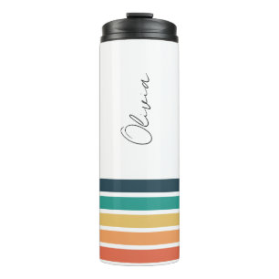 Matching Colour Stripes Personalized Thermal Tumbler