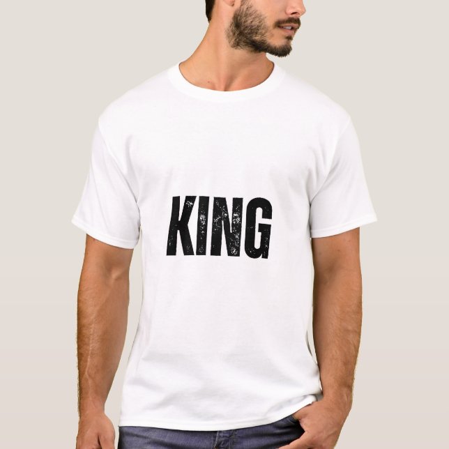Matching Couple T-Shirts – His King & Her Queen  (Front)