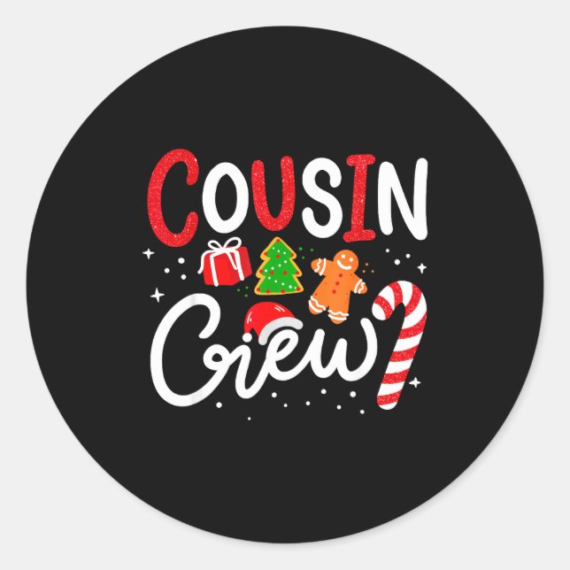 Matching Cousin Crew Christmas 2025 Family Holiday Classic Round Sticker (Front)