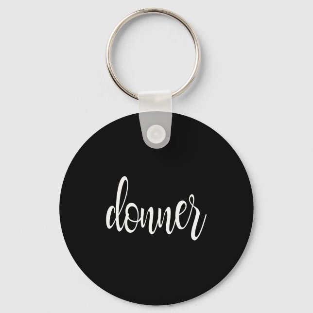 Matching Donner Christmas Text Only Brown Green Re Keychain (Front)