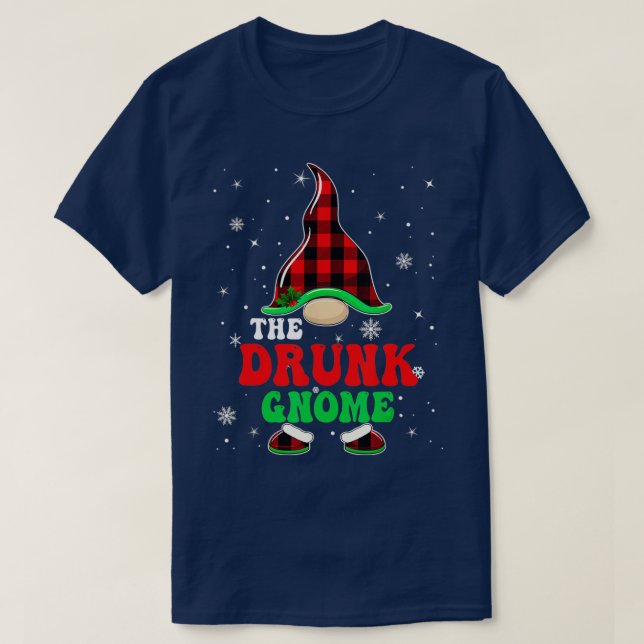 Matching Family Buffalo Plaid The Drunk Gnome Chri T-Shirt (Design Front)