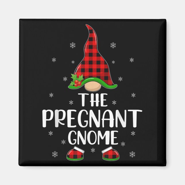 Matching Family Buffalo Plaid The Pregnant Gnome C Magnet (Front)