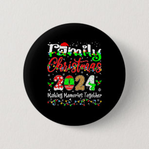 Matching Family Christmas 2024 Santa Hat Lights Xm 2 Inch Round Button
