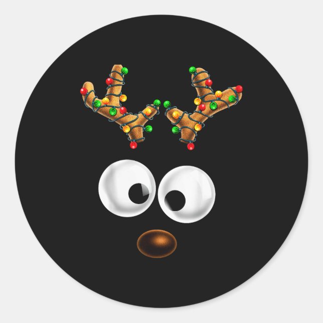 Matching Family Christmas Reindeer Face Christmas  Classic Round Sticker (Front)