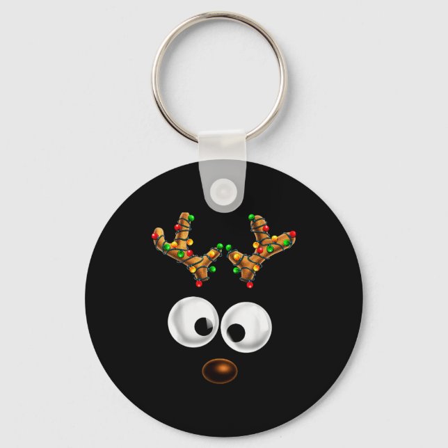 Matching Family Christmas Reindeer Face Christmas  Keychain (Front)