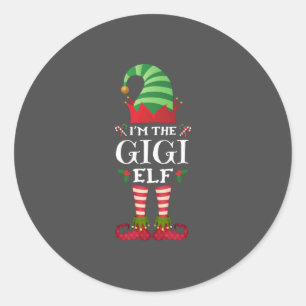 Matching Family Funny I'm The Gigi Elf Christmas Classic Round Sticker