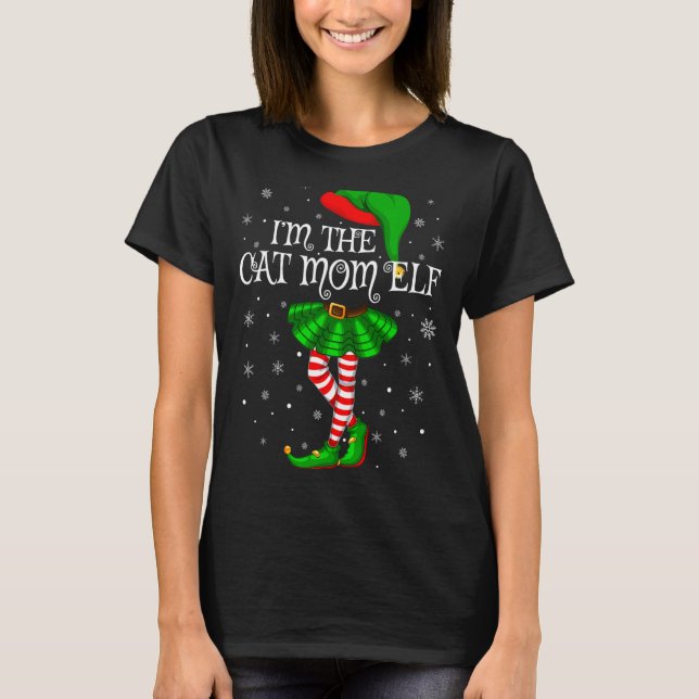 Matching Family Group I'm The Cat Mom Elf Christma T-Shirt (Front)