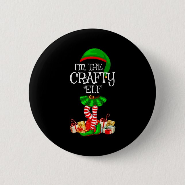 Matching Family Group I'm The Crafty Elf Christmas 2 Inch Round Button (Front)