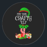 Matching Family Group I'm The Crafty Elf Christmas Classic Round Sticker<br><div class="desc">Matching Family Group I'm The Crafty Elf Christmas</div>