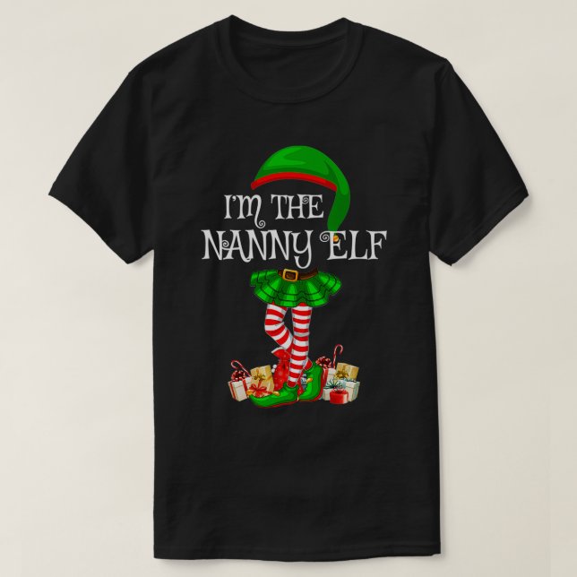 Matching Family Group I'm The Nanny Elf Christmas  T-Shirt (Design Front)
