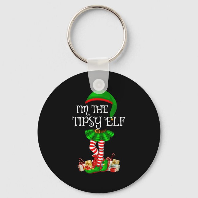 Matching Family Group I'm The Tipsy Elf Christmas  Keychain (Front)