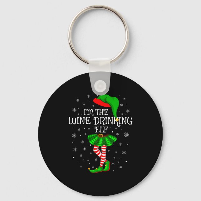 Matching Family Group I'm The Wine Drinking Elf Ch Keychain (Front)