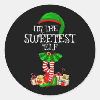 Matching Family Group The Sweetest Elf Christmas Classic Round Sticker