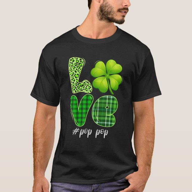 Matching Family Love Pop Pop Shamrock Funny Patric T-Shirt (Front)