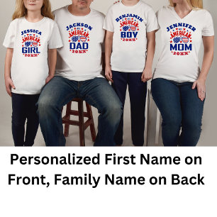 Matching Family Name 4th of July All American Mom T-Shirt